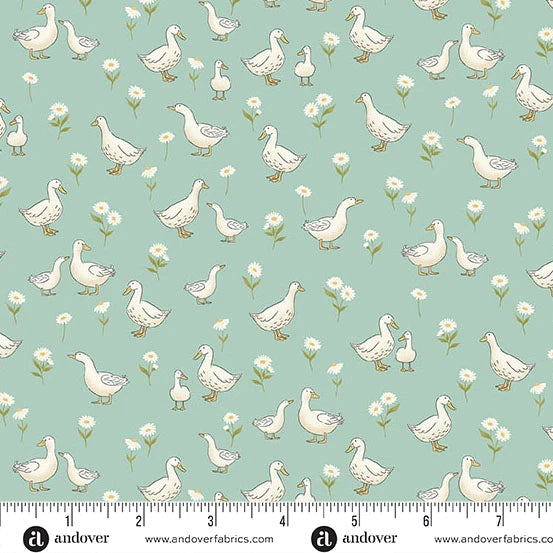 Little Ones | Ducks Teal by Makower UK for Andover Fabrics | MU-190-T