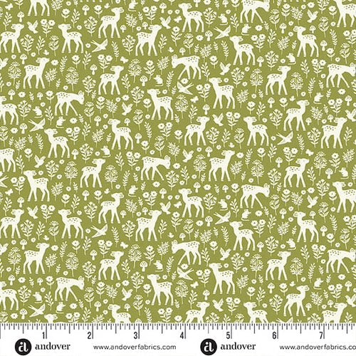 Little Ones | Deer Green by Makower UK for Andover Fabrics | MU-193-G