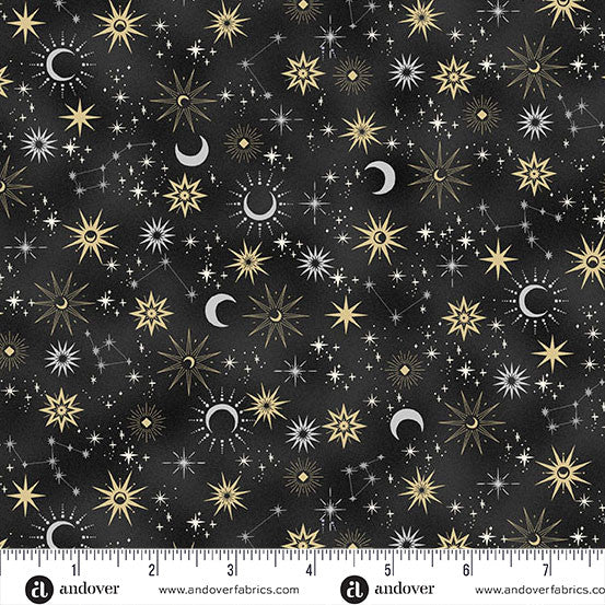 Charmed | Galaxy - Black by Makower UK for Andover Fabrics | MU-198-X