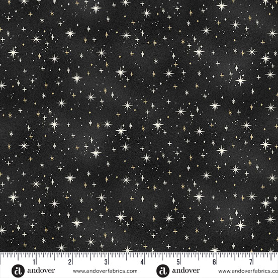 Charmed | Shimmer - Black by Makower UK for Andover Fabrics | MU-200-X