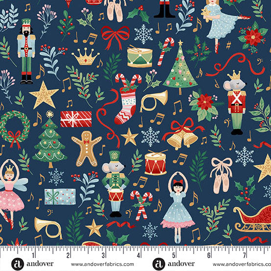 The Nutcracker | Fairytale Blue by Makower UK for Andover Fabrics | MU-223-B