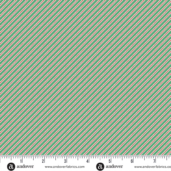 The Nutcracker | Candy Cane Stripe Green by Makower UK for Andover Fabrics | MU-227-G