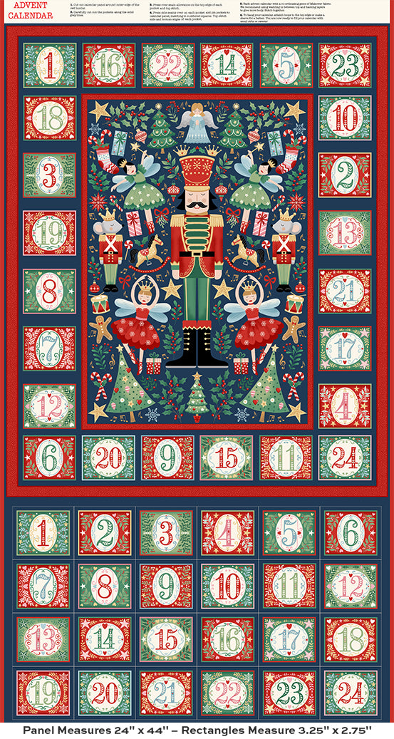 The Nutcracker | Advent Panel Green by Makower UK for Andover Fabrics | MU-228-G