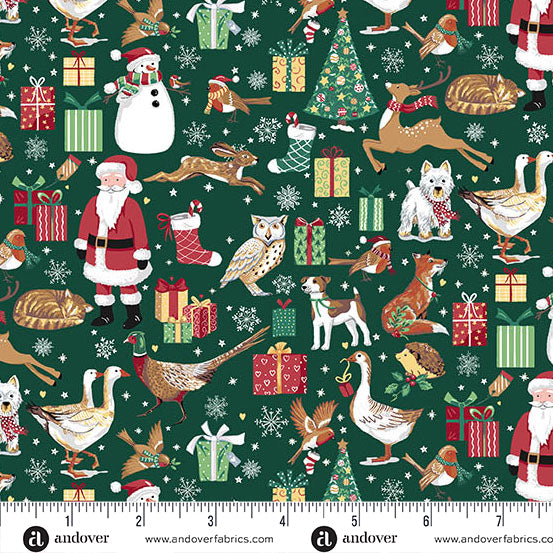 Country Christmas | Friends Green by Makower Uk for Andover Fabrics | MU-230-G