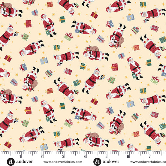 Country Christmas | Santa Cream by Makower UK for Andover Fabrics | MU-231-Q
