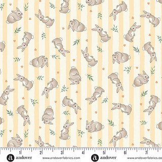 Little Ones | Bunnies Yellow by Makower UK for Andover Fabrics | MU-191-Y