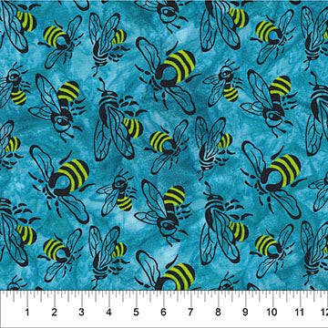Buzzy Bee | Bees - Turquoise by Banyan Batiks | 83640-62 | Batik Cotton Fabric