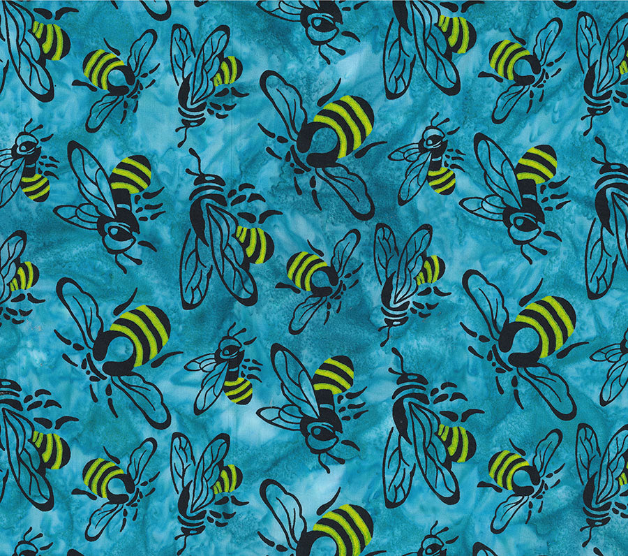 Buzzy Bee | Bees - Turquoise by Banyan Batiks | 83640-62 | Batik Cotton Fabric
