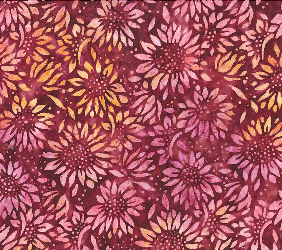 Buzzy Bee | Flower - Wine by Banyan Batiks | 83642-26 | Batik Cotton Fabric