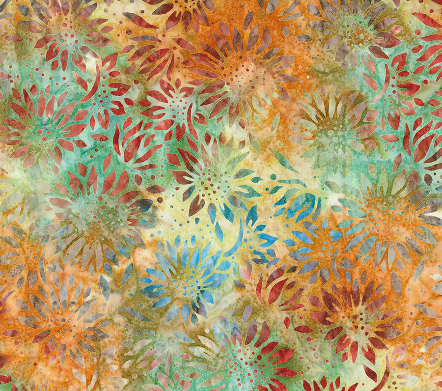Buzzy Bee | Flower - Rust Multi by Banyan Batiks | 83642-58 | Batik Cotton Fabric