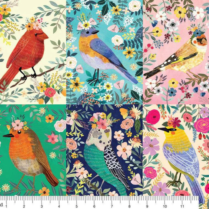 Birdie | Bird Blocks Panel by Mia Charro for Blend Fabrics | 129.103.01.1