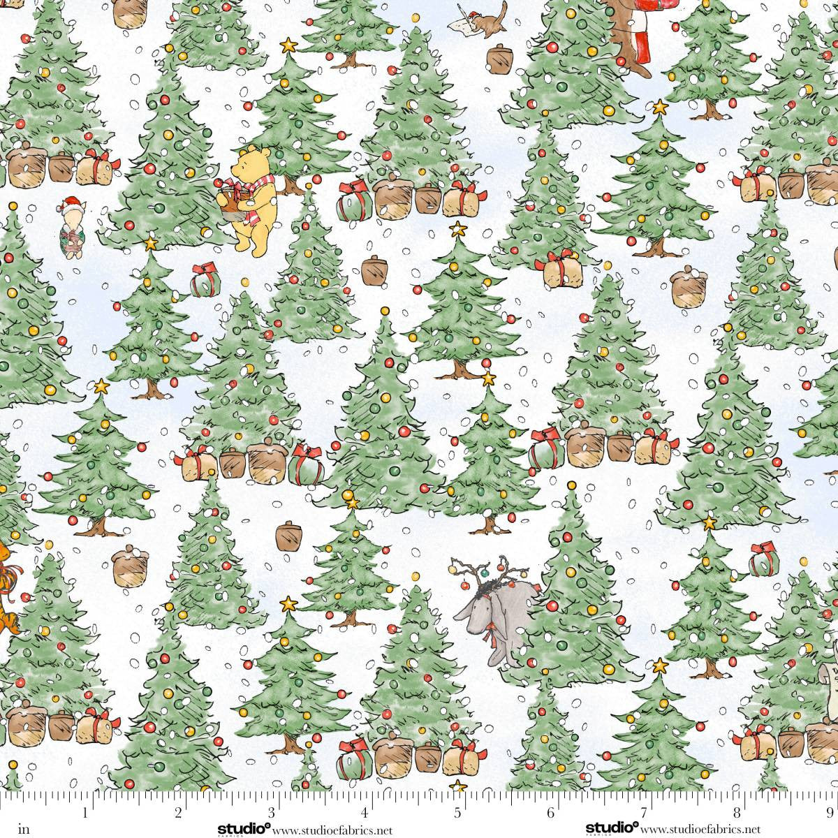 Christmas at Pooh Corner | Christmas Trees Green/Snow by W.A. Dodge for Studio E | 9102-60