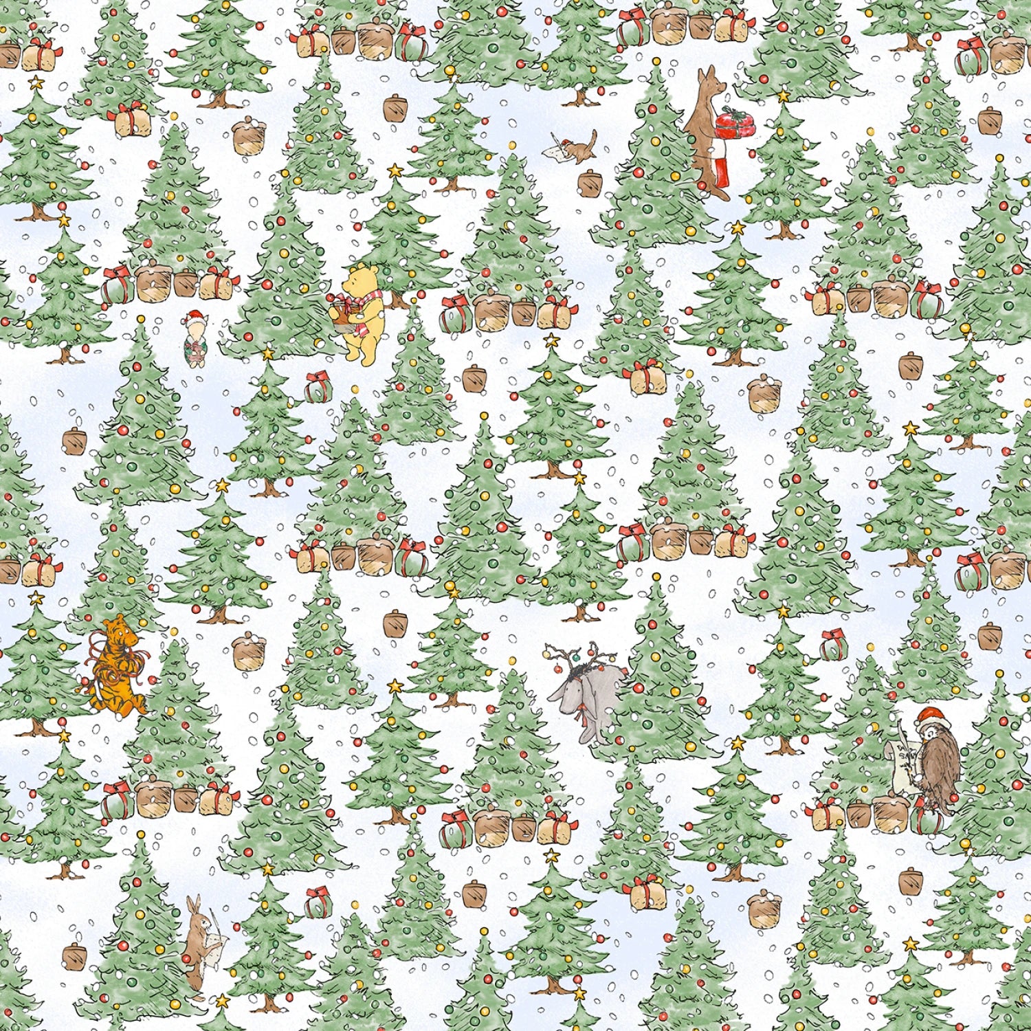 Christmas at Pooh Corner | Christmas Trees Green/Snow by W.A. Dodge for Studio E | 9102-60
