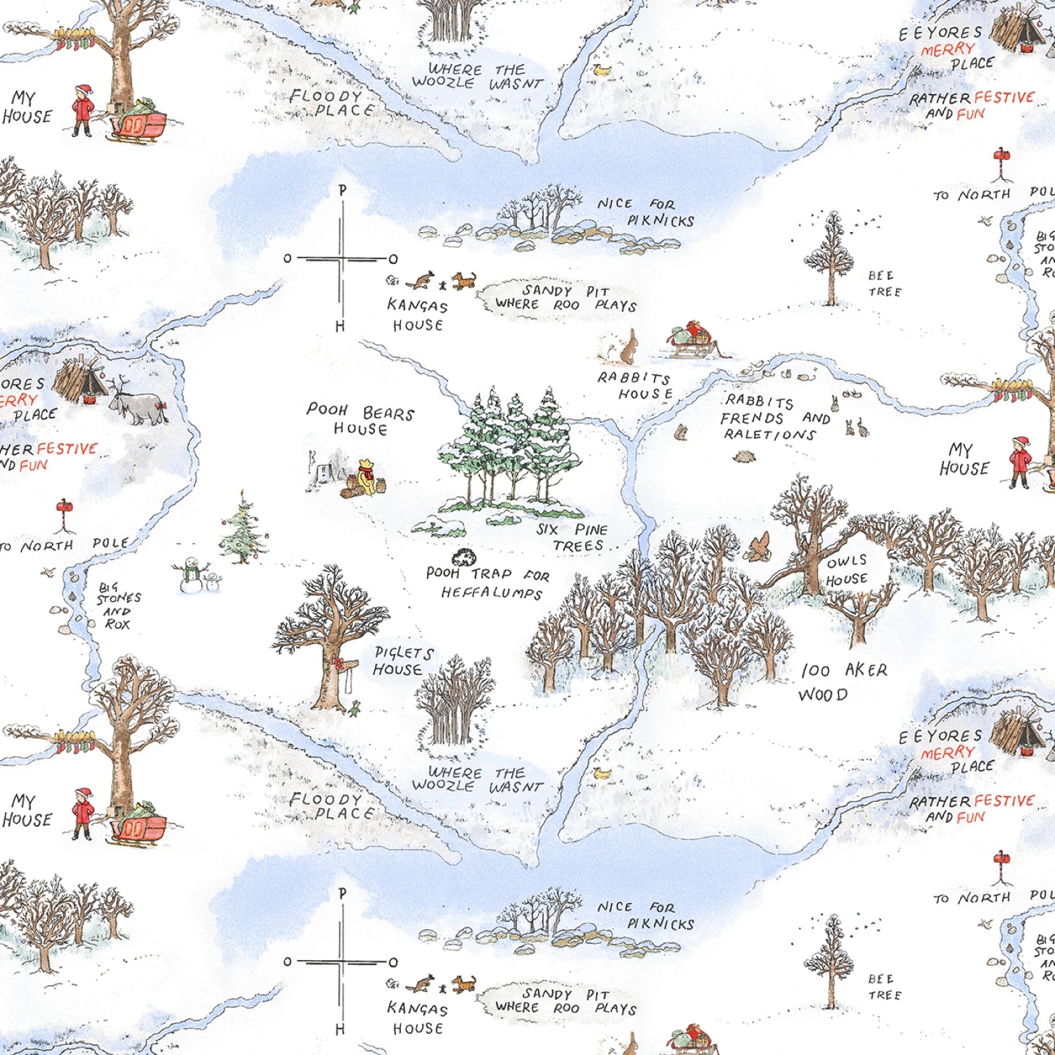 Christmas at Pooh Corner | Frosted Acre Wood Snow by W.A. Dodge for Studio E | 9105-07