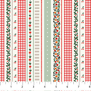 Cherry Orchard | Stripes - Red Multi by Bernadett Urbanovics for FIGO Fabrics | 91321-26