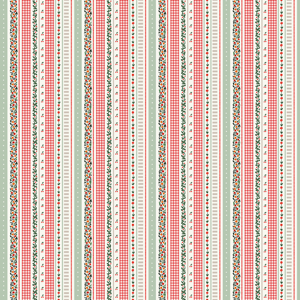 Cherry Orchard | Stripes - Red Multi by Bernadett Urbanovics for FIGO Fabrics | 91321-26