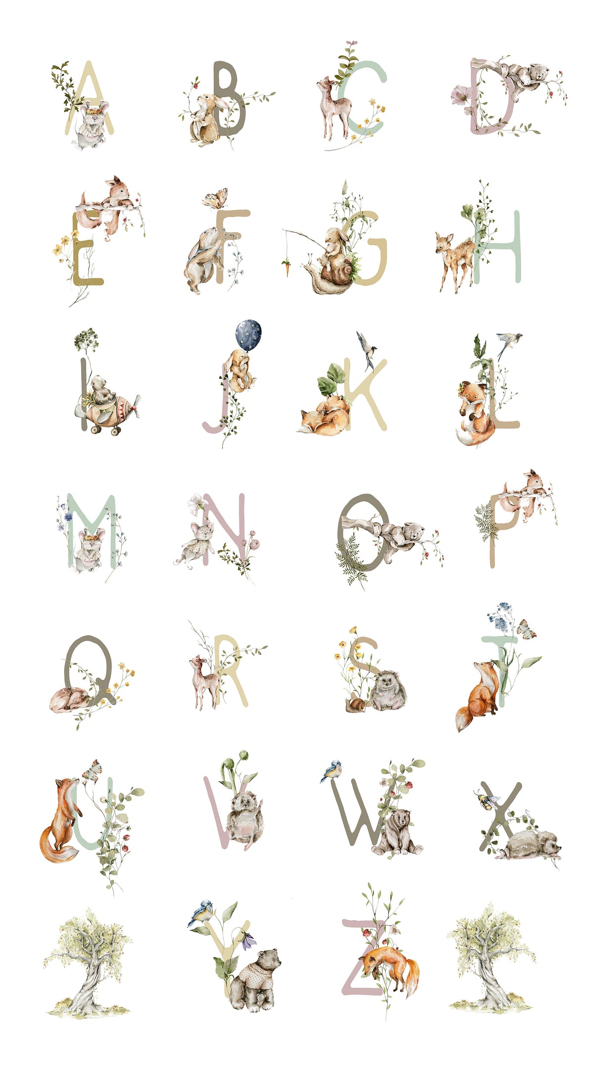 Story Book | 24" Panel - Alphabet White by FIGO Studio | 91333-10