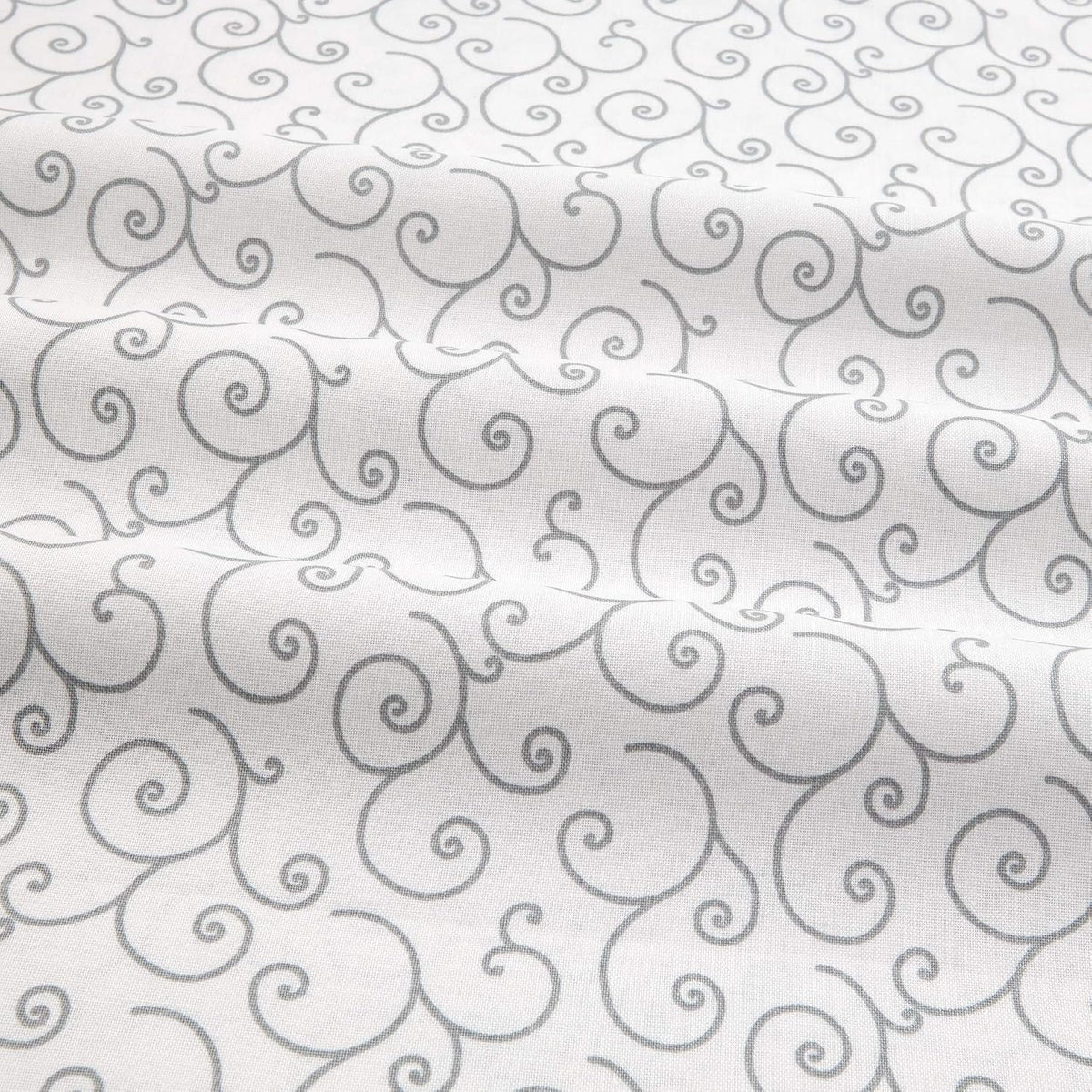 Kimberbell Basics | Gray on White Scroll by Maywood Studio | MAS8243-WK