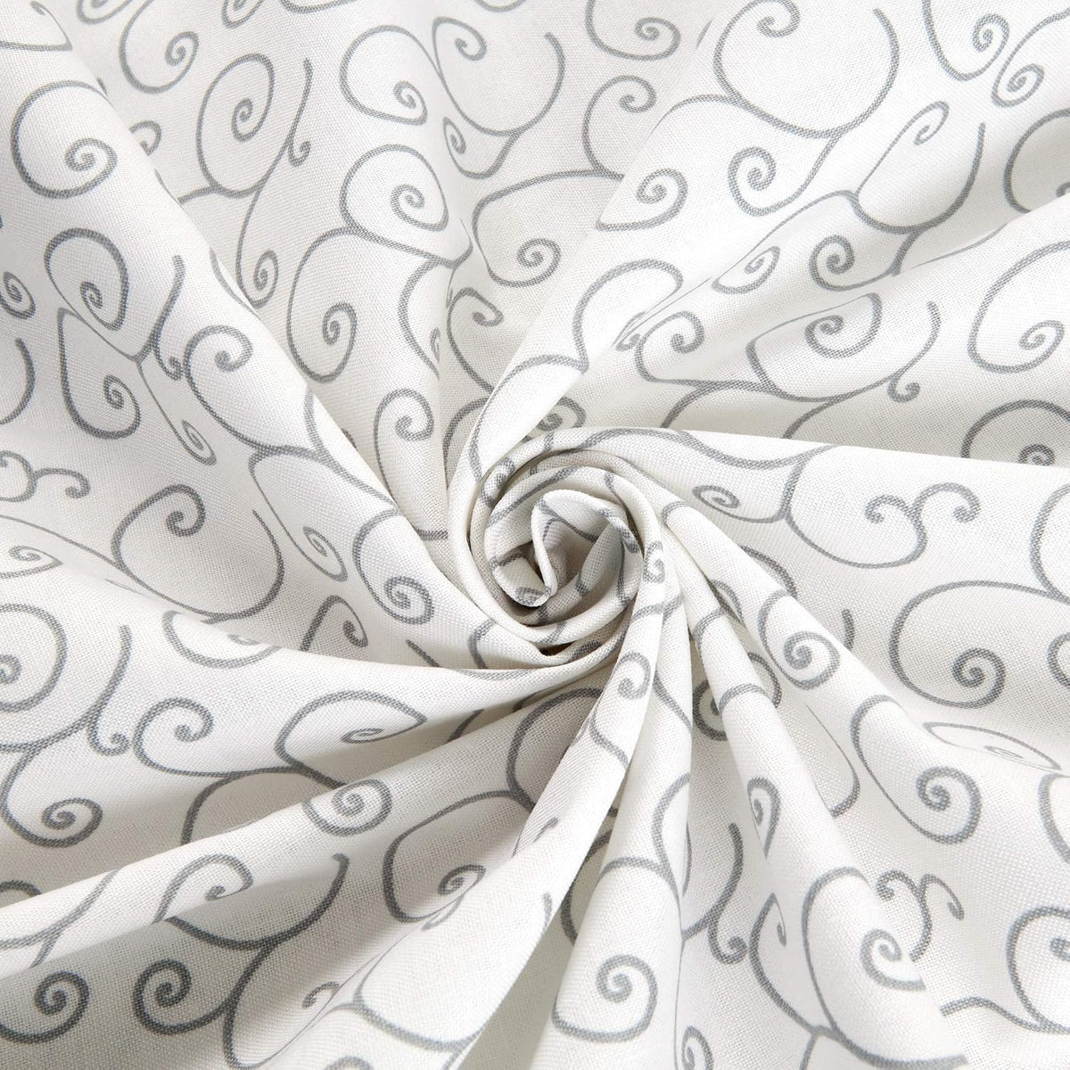 Kimberbell Basics | Gray on White Scroll by Maywood Studio | MAS8243-WK