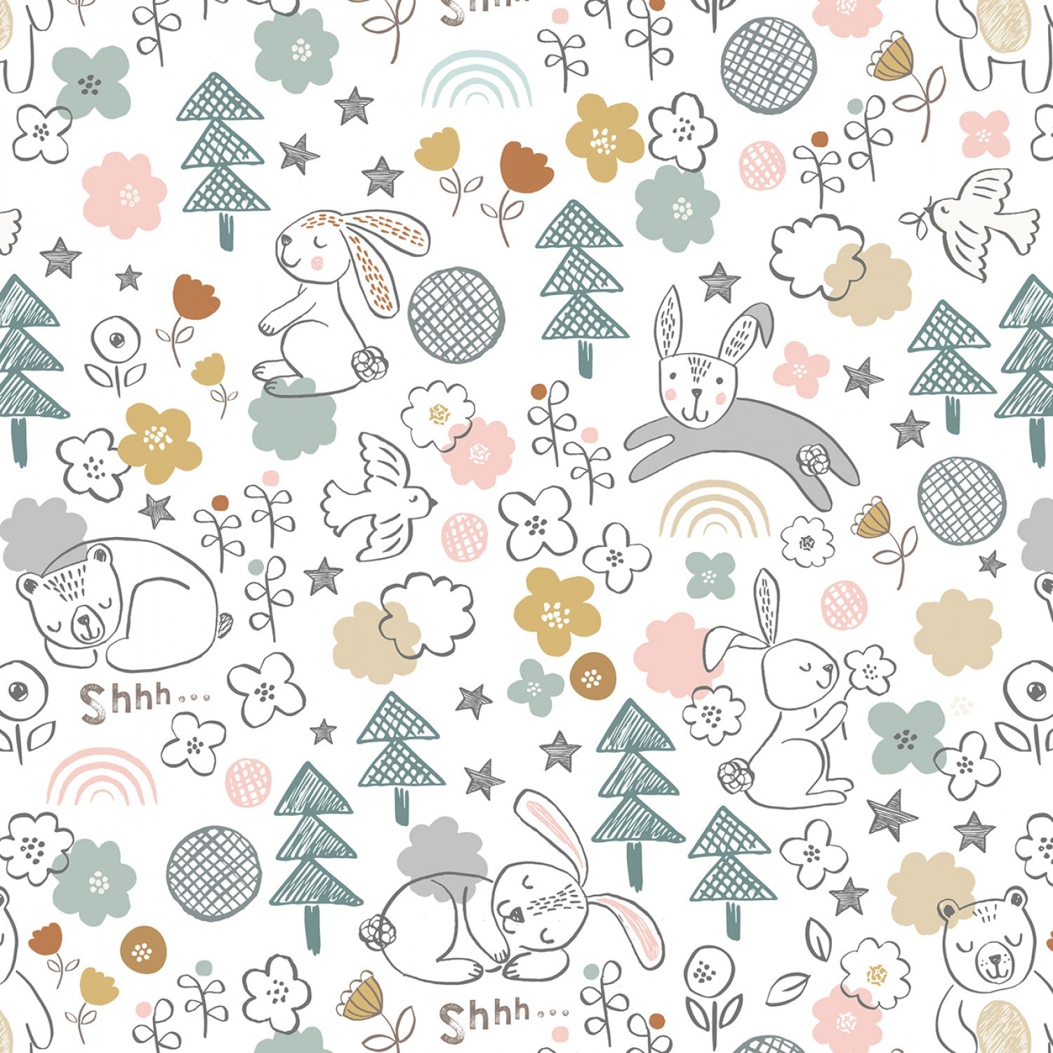 Bella Bunny & Bear | Bella & Bear on Cream by Lewis & Irene | A645.1