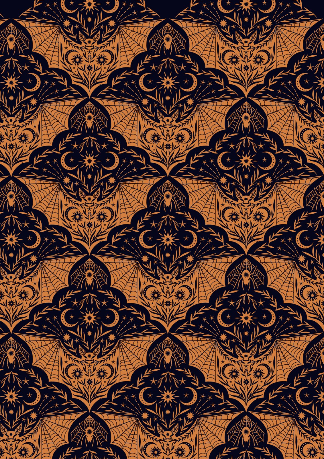 Cast a Spell | Orange Floral Bat by Lewis & Irene | A720.1