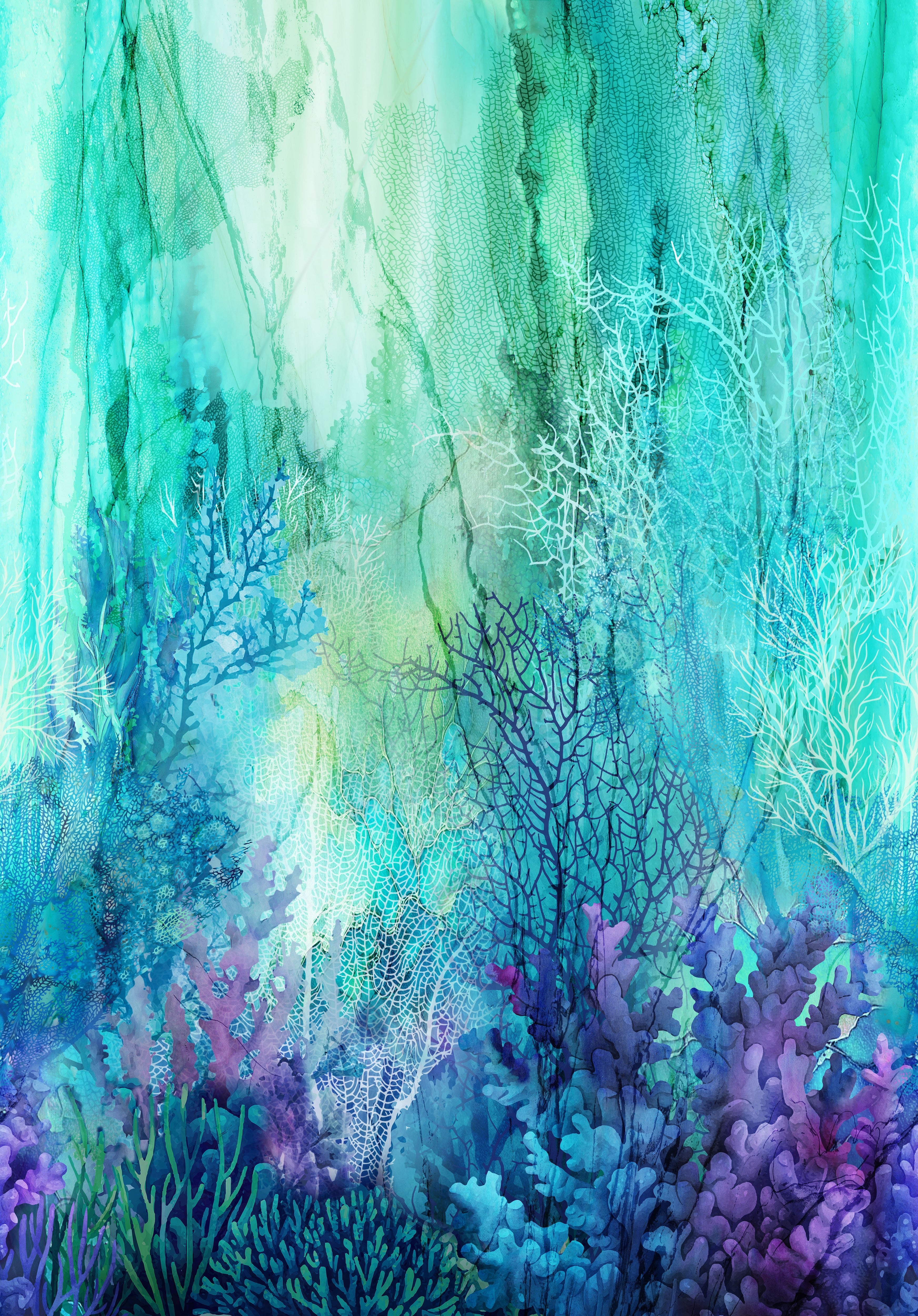 Coral Reef | 108" Wide Backing - Turquoise Multi by Deborah Edwards & Melanie Samra for Northcott | B28876-66