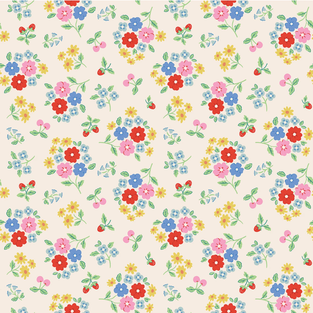 Bluebells & Buttercups | White Bluebells & Buttercups by Elea Lutz for Poppie Cotton | BL26862