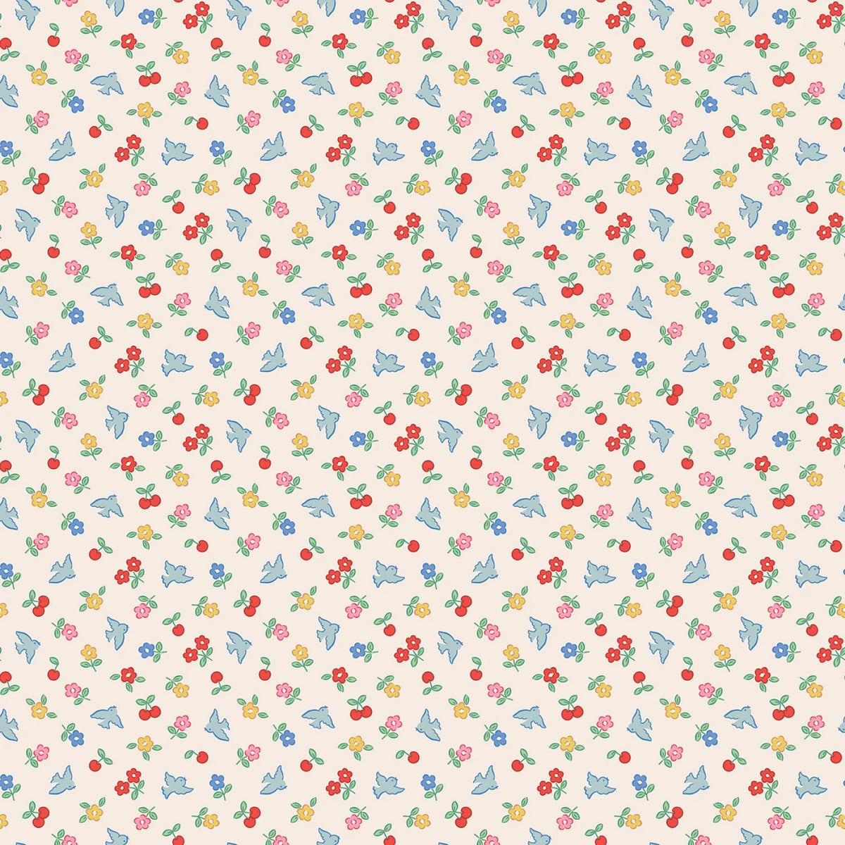 Bluebells & Buttercups | Sky Cheery Bluebird by Elea Lutz for Poppie Cotton | BL26874