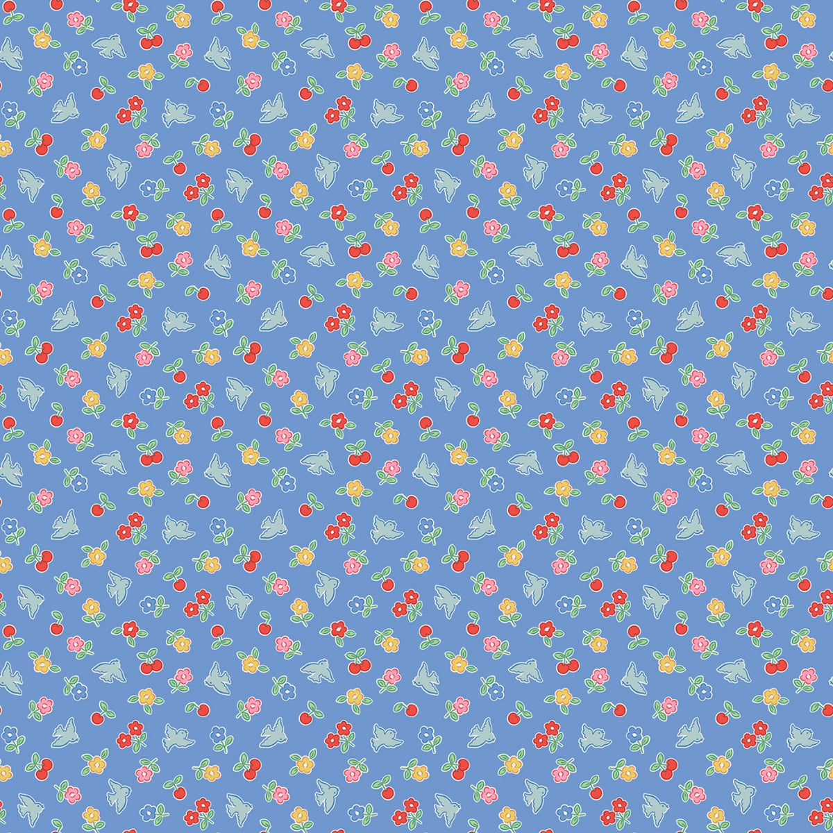 Bluebells & Buttercups | Periwinkle Cheery Bluebird by Elea Lutz for Poppie Cotton | BL26875