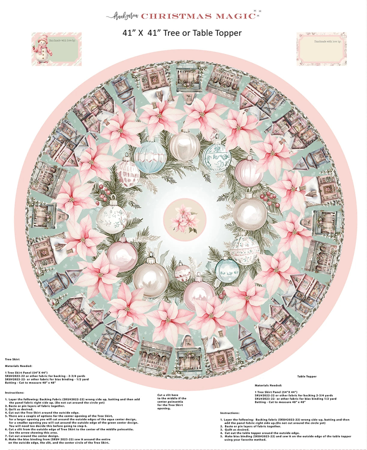 Christmas Magic | Tree Skirt Panel Light Blue by Frank Garcia for Blank Quilting | 2028P-70