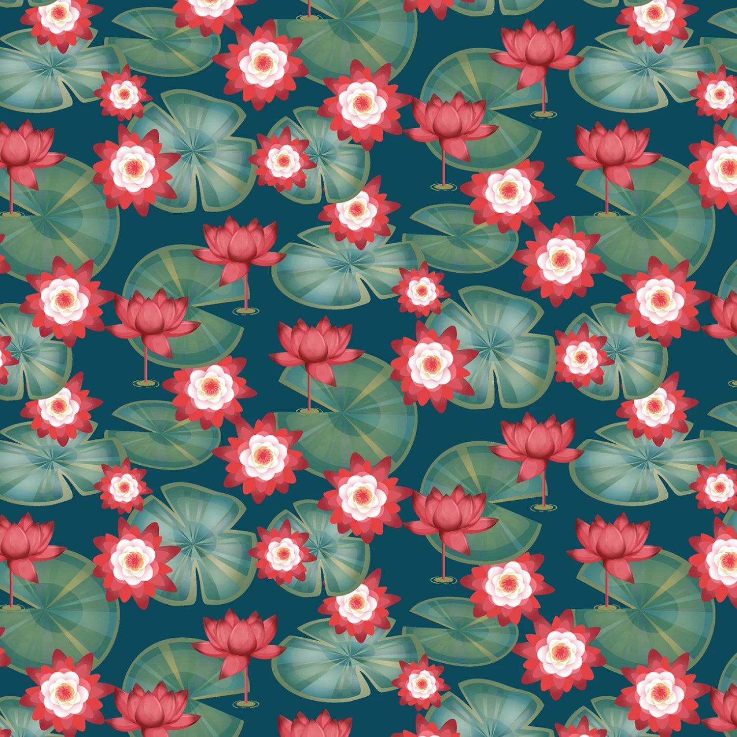 Lake Night Serenade | Dark Teal Lily Pads by Bienvenido for Blank Quilting | 4305-67