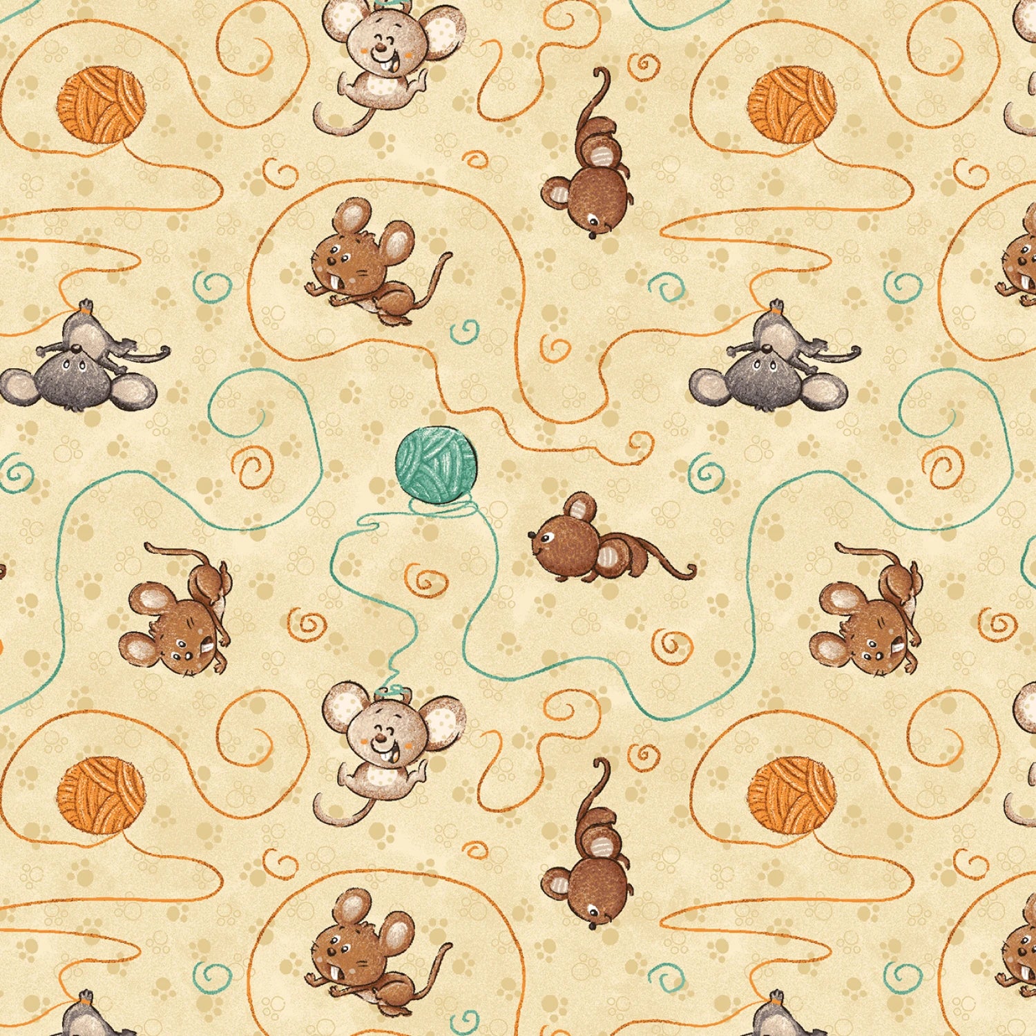 Cat Hair Don't Care | Playful Mice - Tan by Nidhi Wadhwa for Blank Quilting | 4423-43