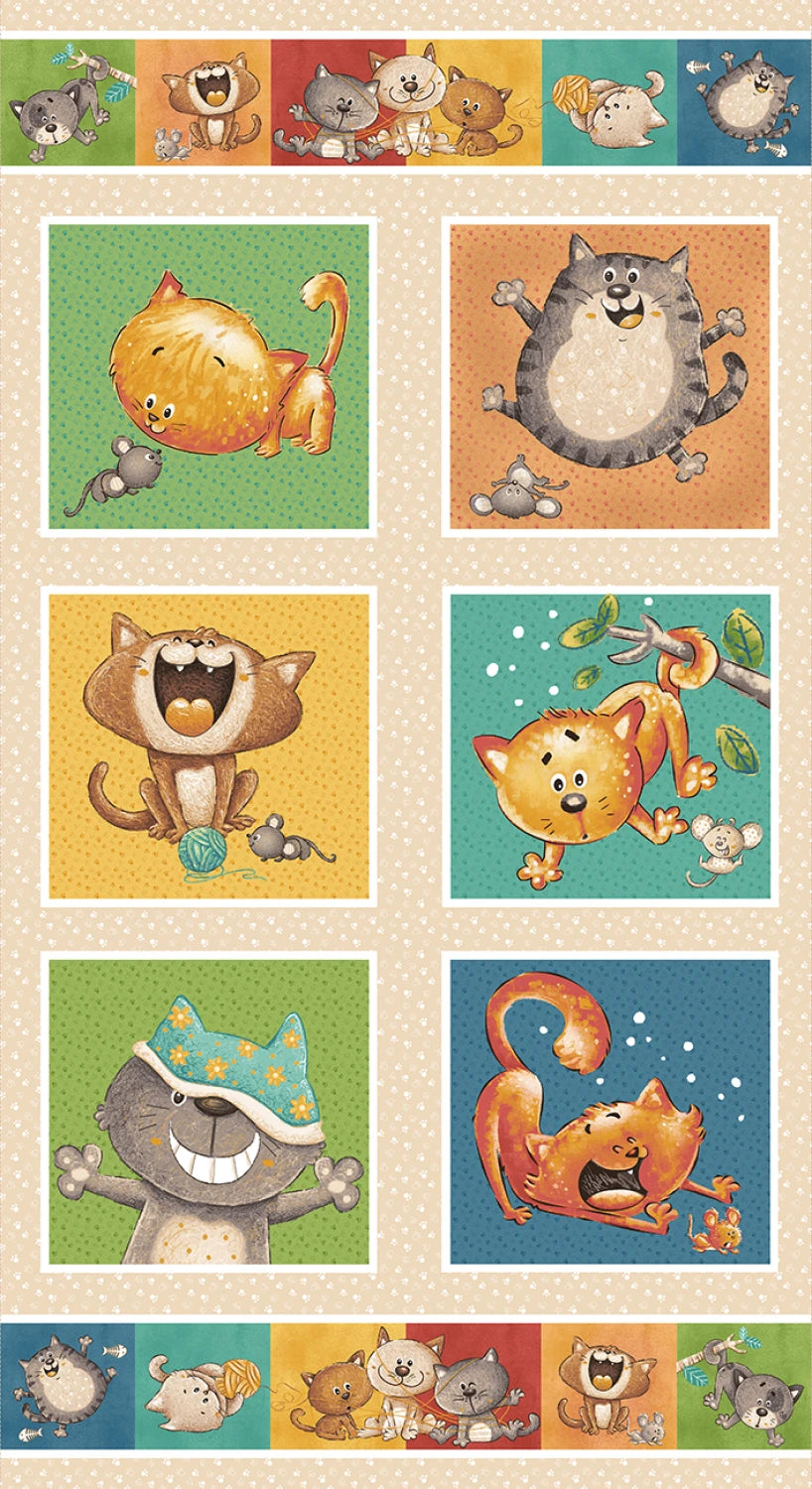 Cat Hair Don't Care | 24" Panel - Tan by Nidhi Wadhwa for Blank Quilting | 4429B-43