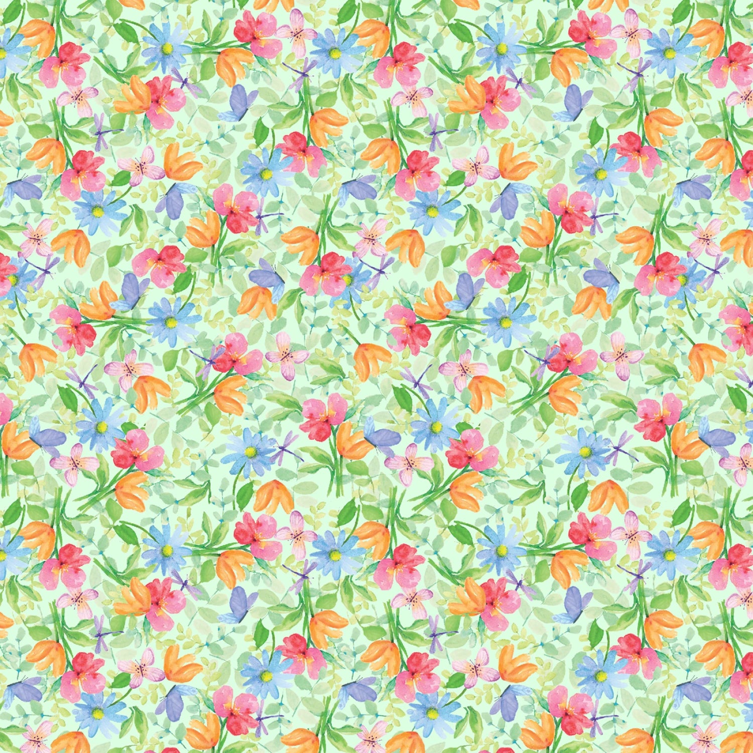 Bows & Blooms | Mint Small Floral by Color Pop Studio for Blank Quilting | 4538-60
