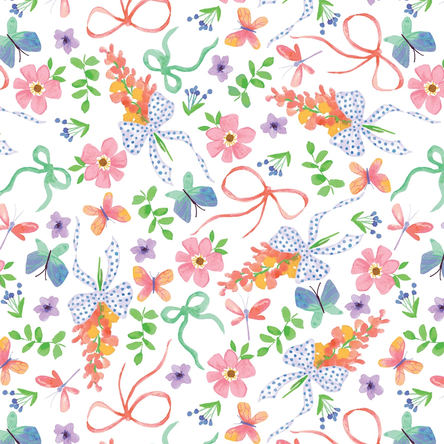 Bows & Blooms | White Flowers & Bouquets by Color Pop Studio for Blank Quilting | 4542-01