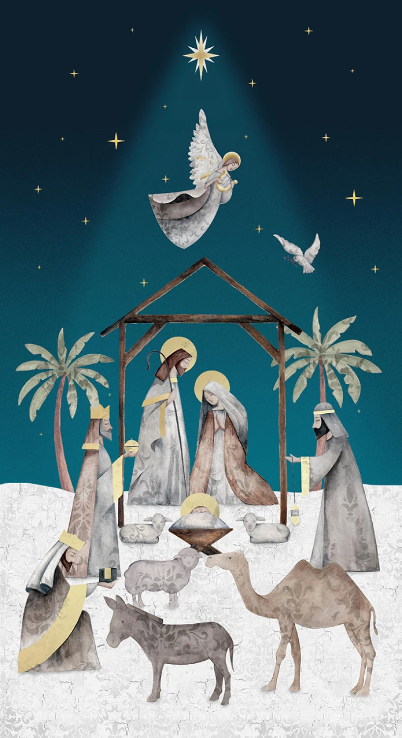 Silent Night | 24" Panel Navy by Studio 731 for Blank Quilting | 4710P-77