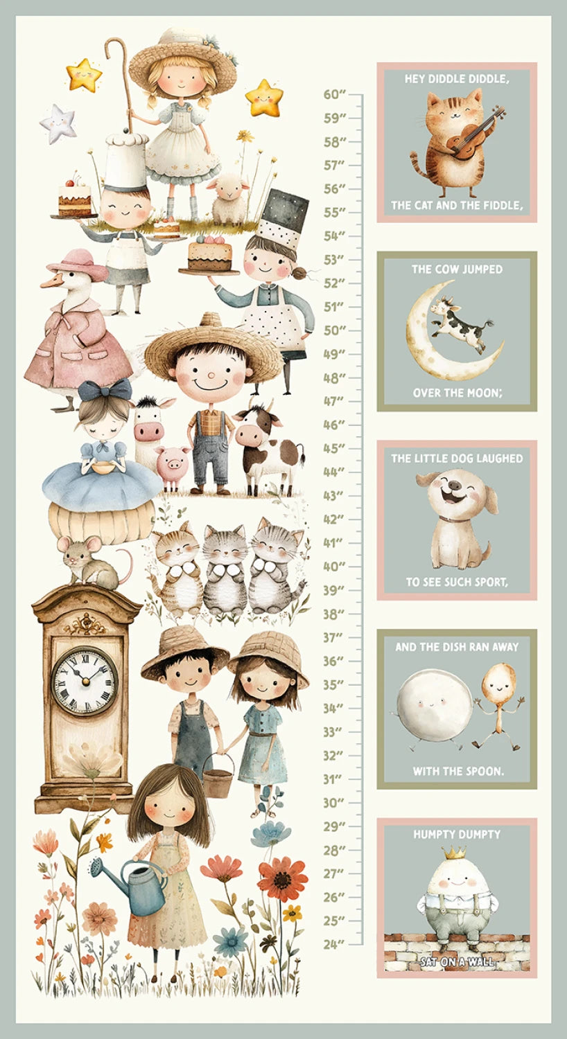 Nursery Rhyme Time | Growth Chart Panel by Oleander Studio for Blank Quilting | 4846P-41