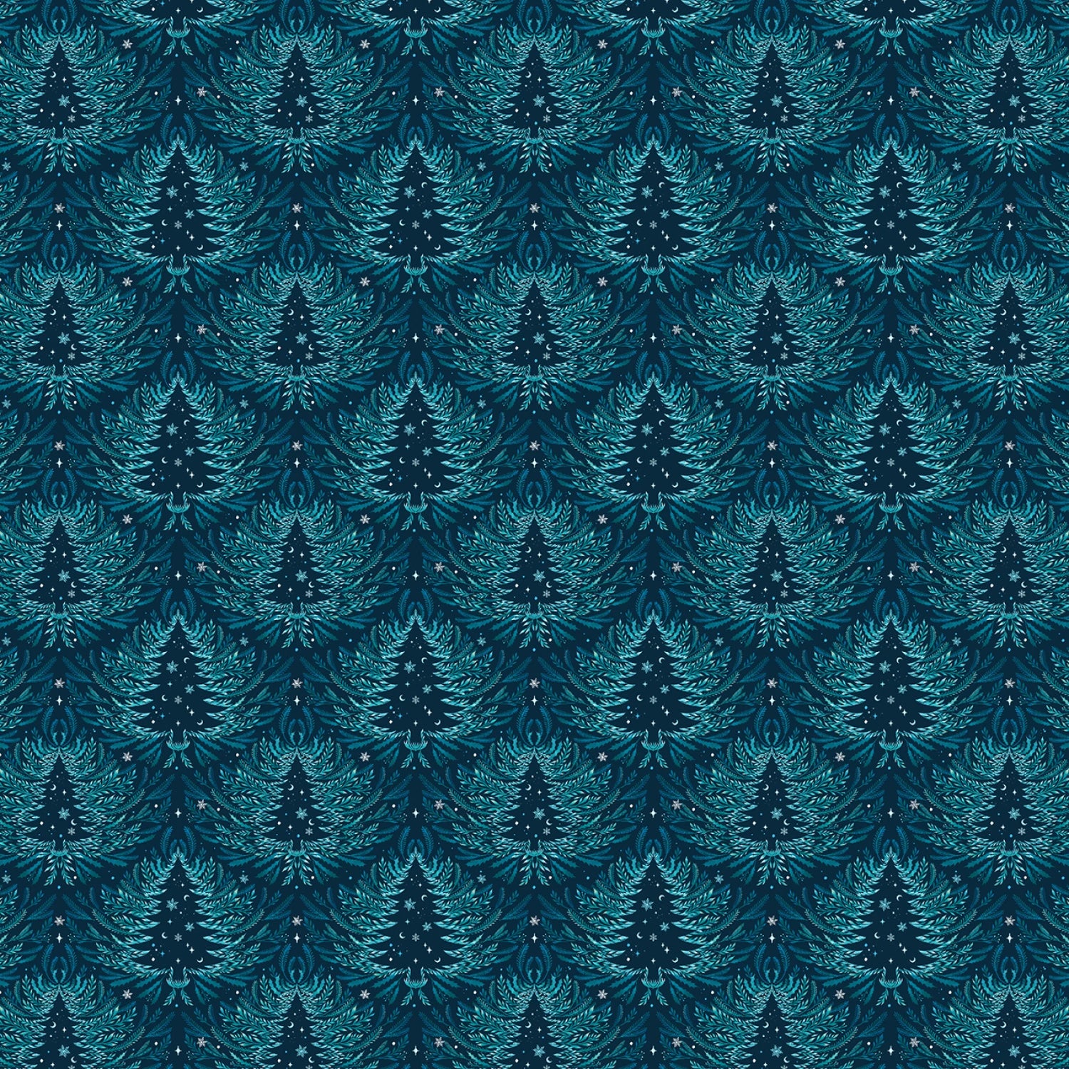 Moondance | Teal Spruce Trees by Episodic Drawing for Blank Quilting | 5039-72