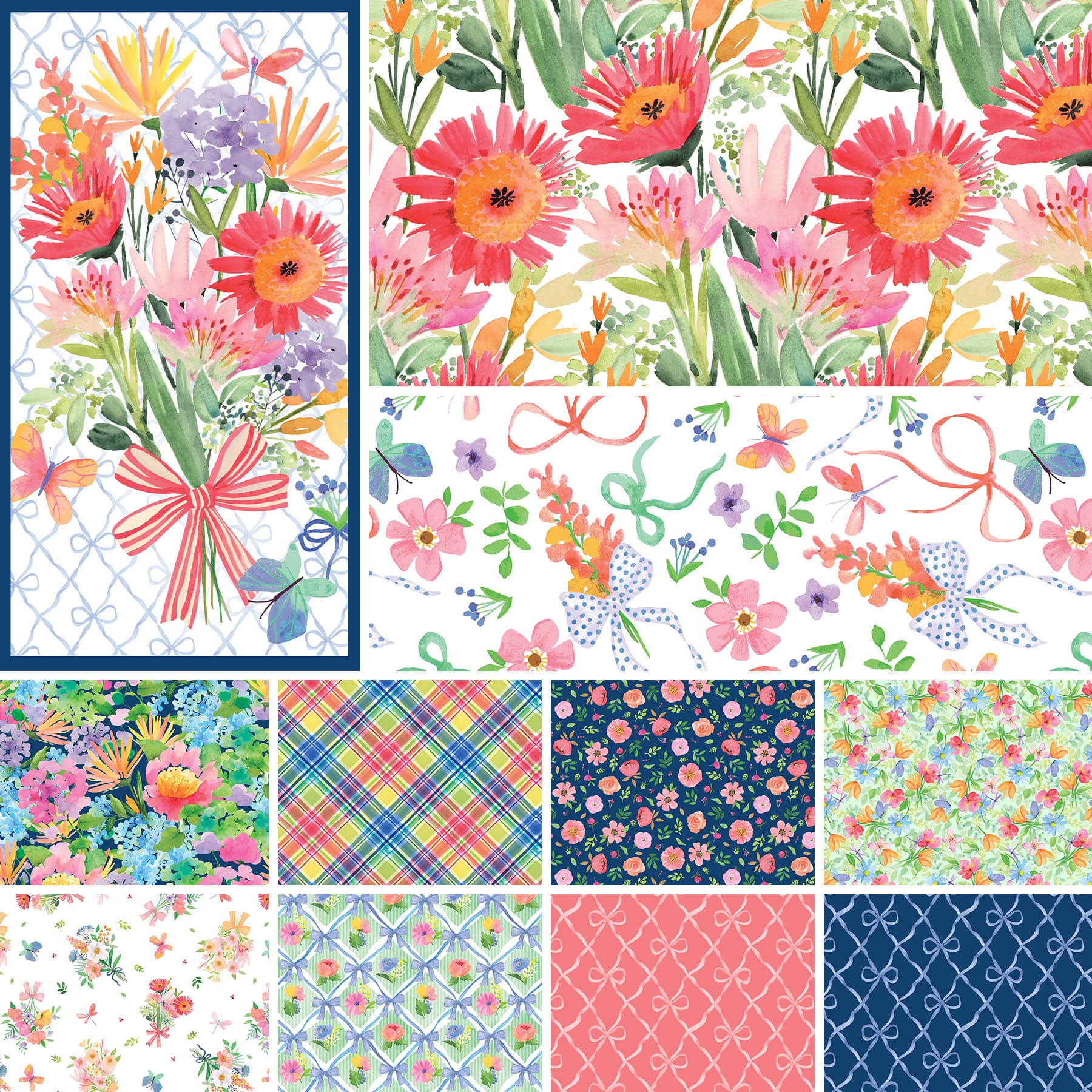 Bows & Blooms | 24" Panel by Color Pop Studio for Blank Quilting | 4543P-01