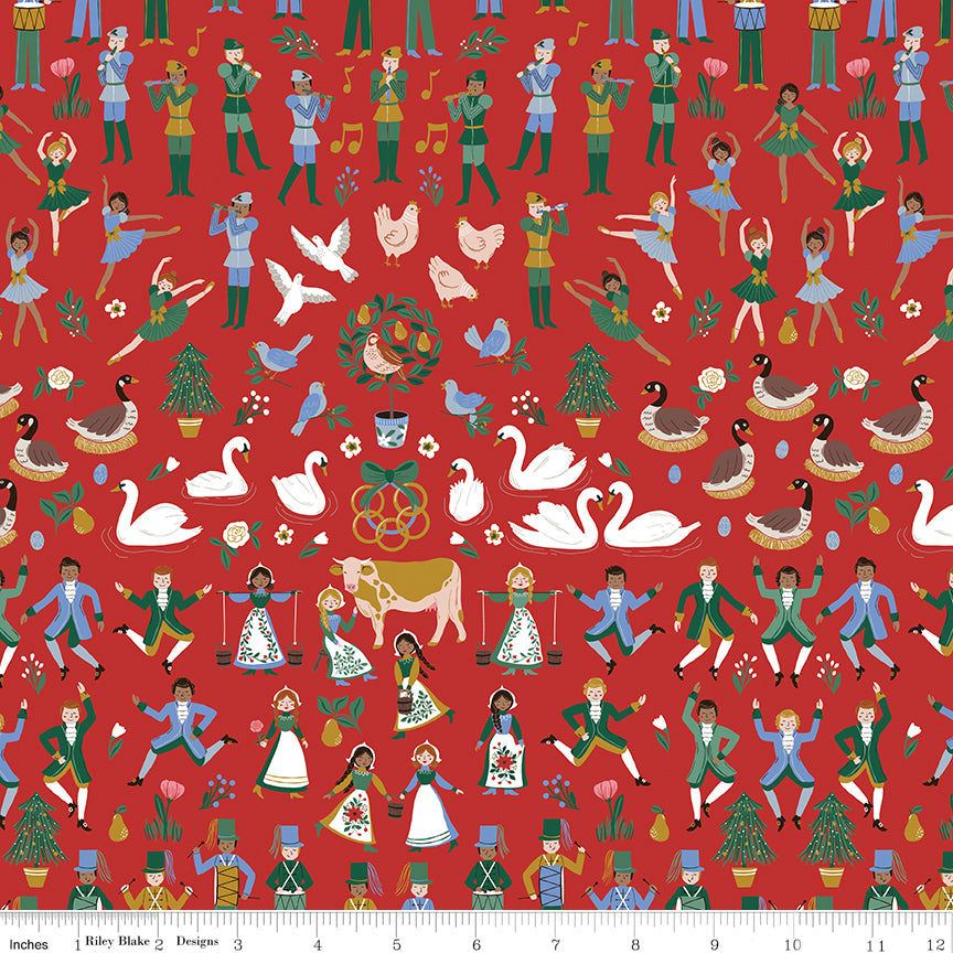 A Pear-fect Christmas | Twelfth Day Red by Cayla Naylor for Riley Blake | C14970-RED