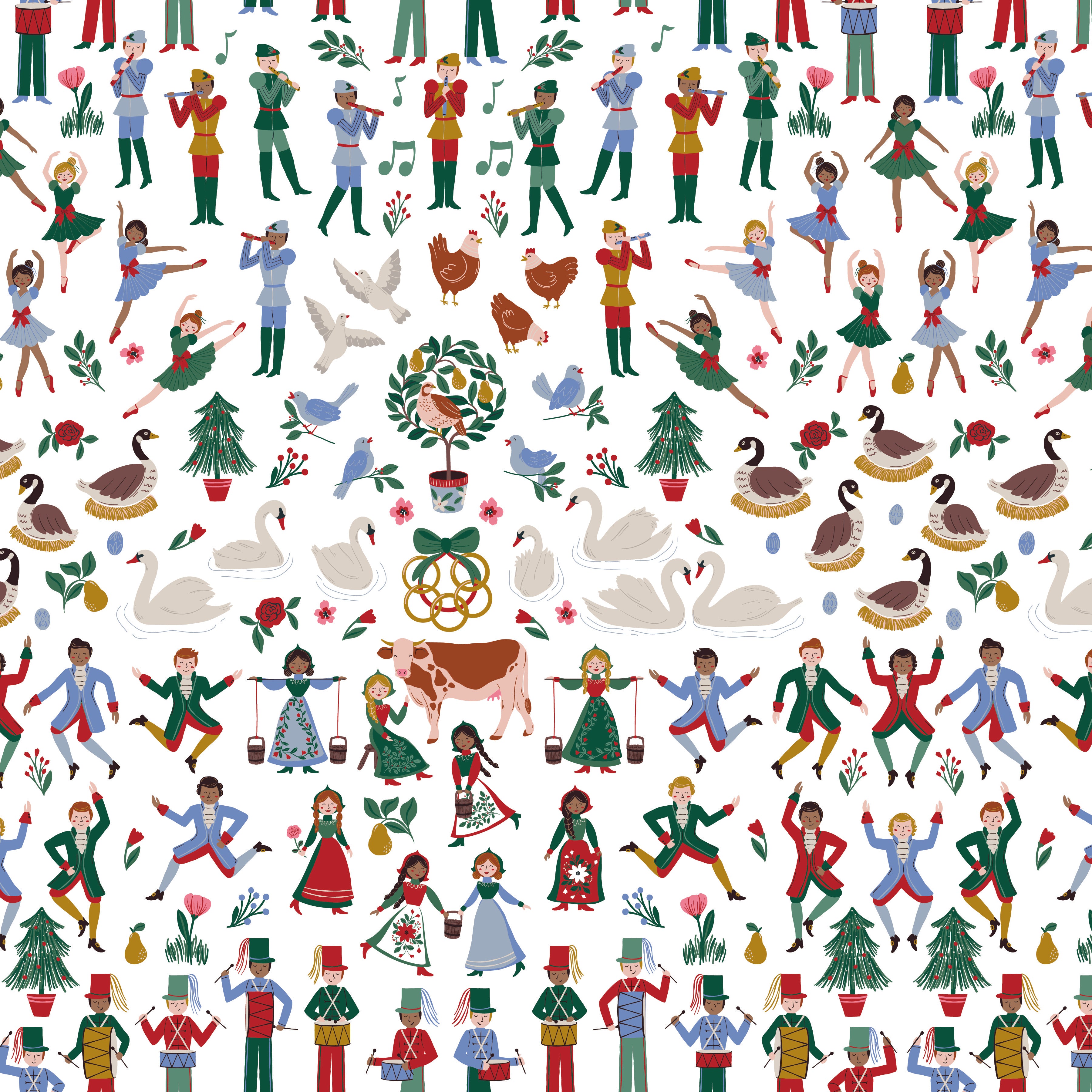 A Pear-fect Christmas | Twelfth Day White by Cayla Naylor for Riley Blake | C14970-WHITE