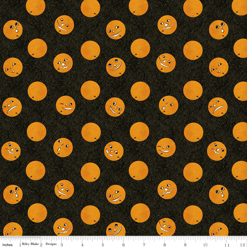 Costume Maker's Act II | Jack-O-Lantern Balloons Black by J. Wecker Frisch for Riley Blake | C16007-BLACK