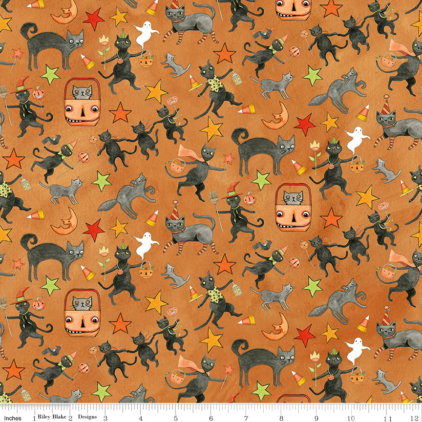 Spooky | Cats Orange by Teresa Kogut for Riley Blake | C17572-ORANGE