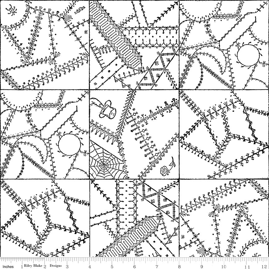 Scary Scraps | Crazy Patchwork - White by J. Wecker Frisch for Riley Blake | C17604-WHITE