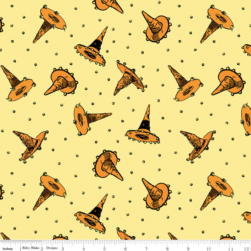 Scary Scraps | Festive Hat Toss - Yellow by J. Wecker Frisch for Riley Blake | C17605-YELLOW
