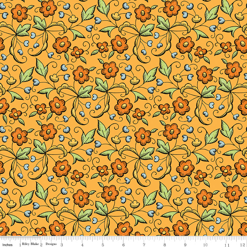Scary Scraps | Fall Floral - Orange by J. Wecker Frisch for Riley Blake | C17608-ORANGE