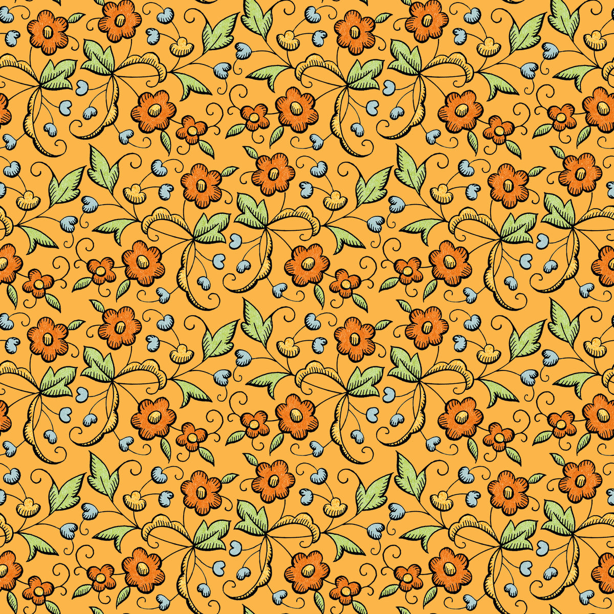 Scary Scraps | Fall Floral - Orange by J. Wecker Frisch for Riley Blake | C17608-ORANGE