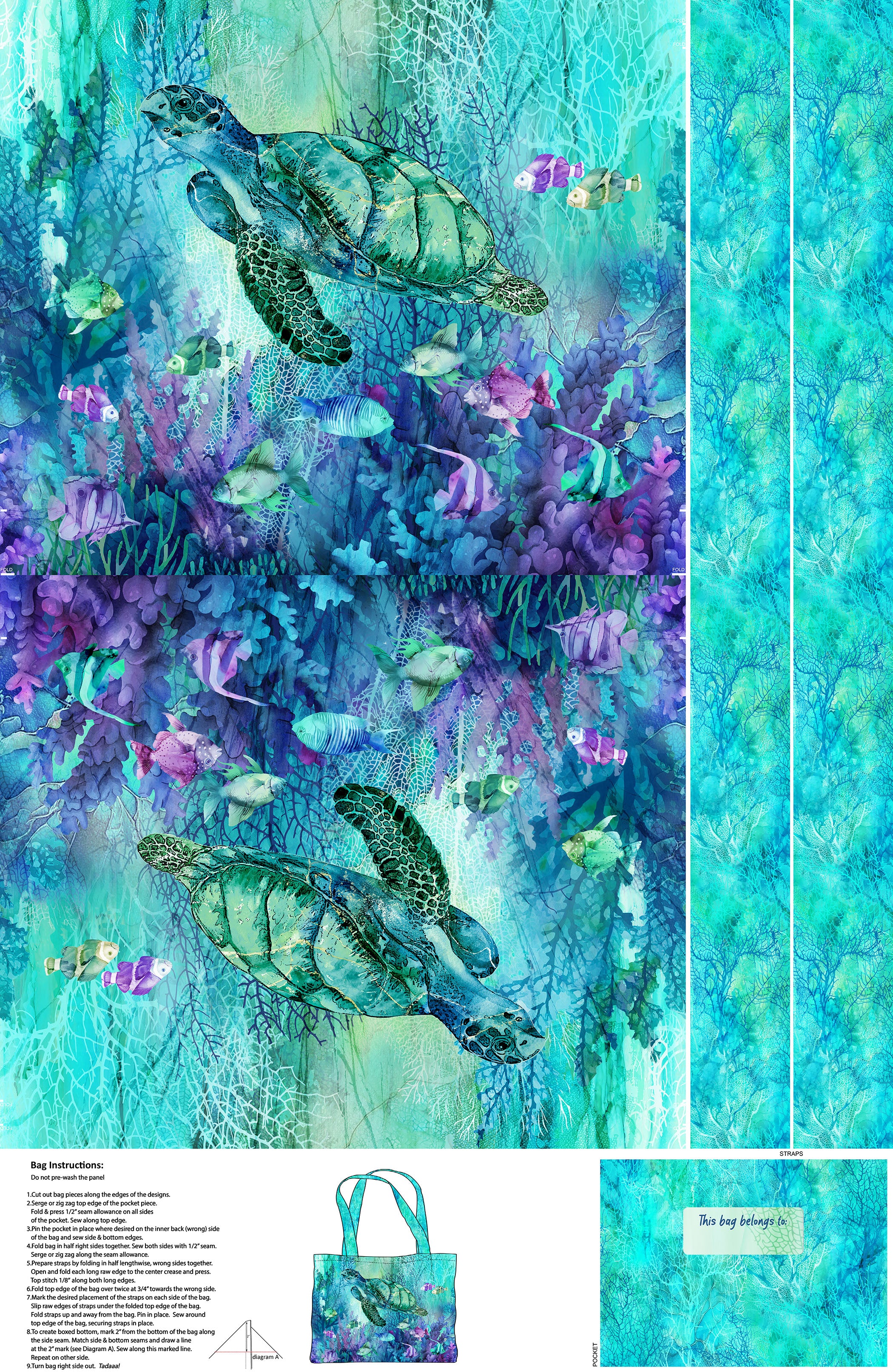 Coral Reef | Canvas Bag Panel by Deborah Edwards & Melanie Samra for Northcott | DP28875-66