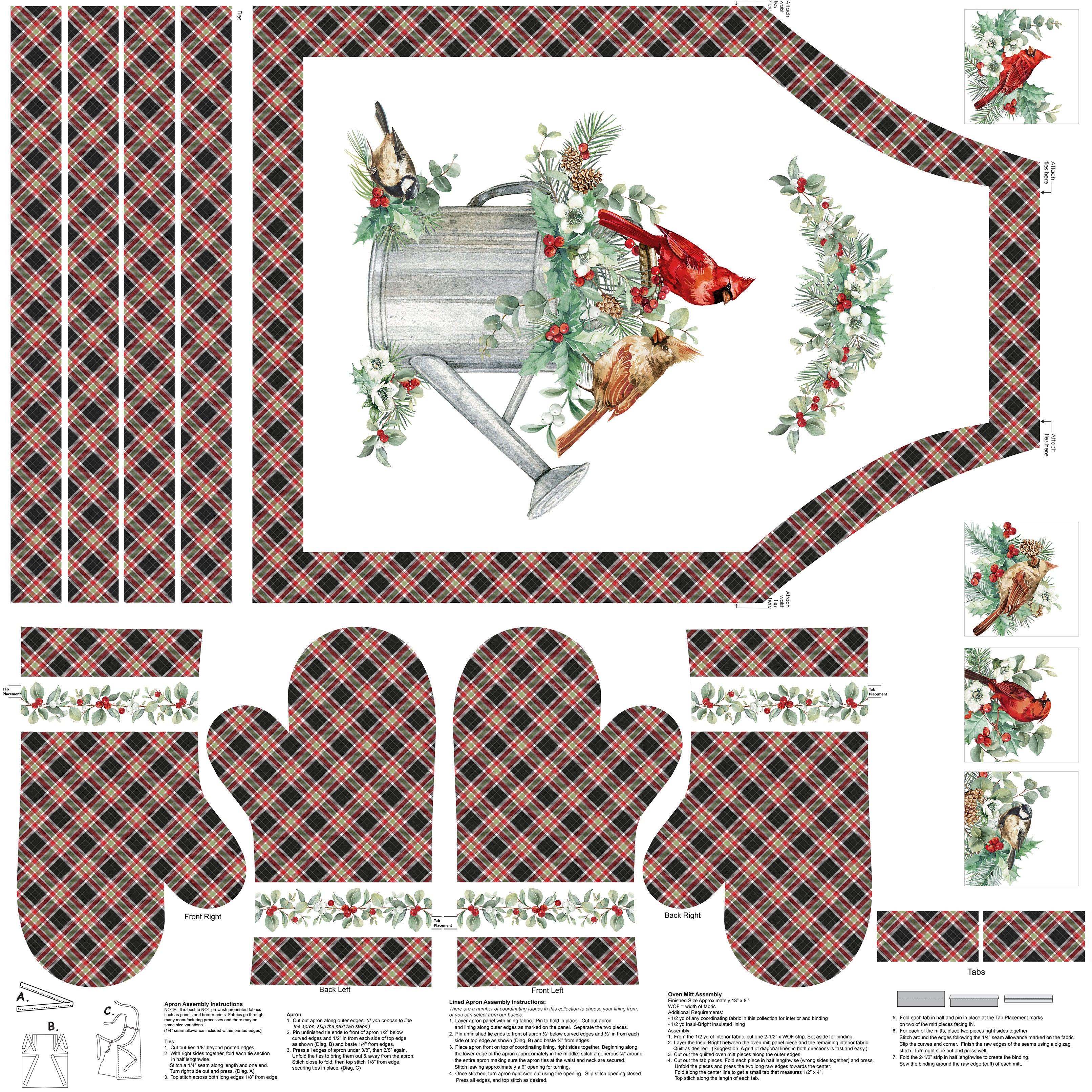 Home for Christmas | Apron Panel by Deborah Edwards for Northcott | C28922-10 | 100% Cotton Canvas