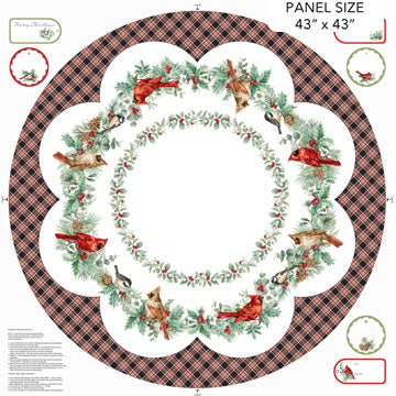 Home for Christmas | Tree Skirt Panel by Deborah Edwards for Northcott | C28923-10 | 100% Cotton Canvas